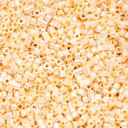 Picture of Cylin Opaque White Opal Aurora Borealis Cylinder Seed Bead Size 11, Approximately 25 Grams