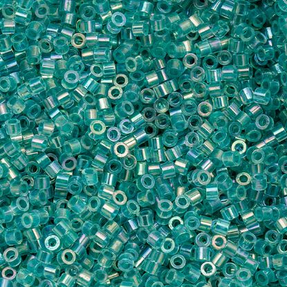 Picture of Cylin Opaque Transparent Teal Caribbean Aurora Borealis Cylinder Seed Bead Size 11, Approximately 25 Grams