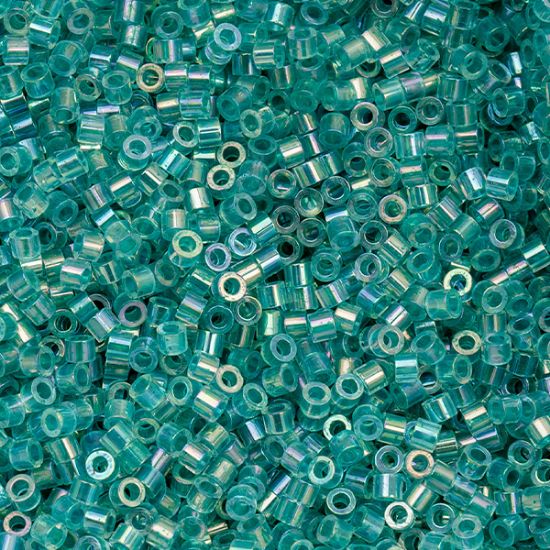 Picture of Cylin Opaque Transparent Teal Caribbean Aurora Borealis Cylinder Seed Bead Size 11, Approximately 25 Grams