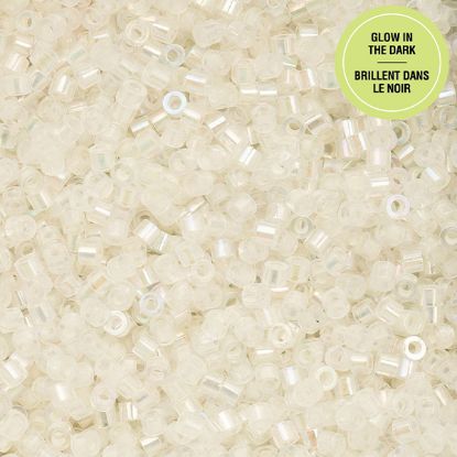 Picture of Cylin Glow in Dark Aurora Borealis, White to Green Cylinder Seed Bead Size 11, Approximately 25 Grams
