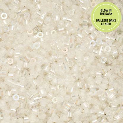 Picture of Cylin Glow in Dark Aurora Borealis, White to Sky Cylinder Seed Bead Size 11, Approximately 25 Grams