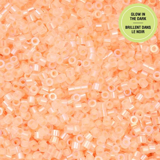 Picture of Cylin Glow in Dark Aurora Borealis, Orange Seed Bead Size 11, Approximately 25 Grams
