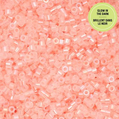 Picture of Cylin Glow in Dark Aurora Borealis, Coral Seed Bead Size 11, Approximately 25 Grams