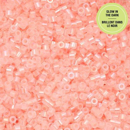 Picture of Cylin Glow in Dark Aurora Borealis, Coral Seed Bead Size 11, Approximately 25 Grams