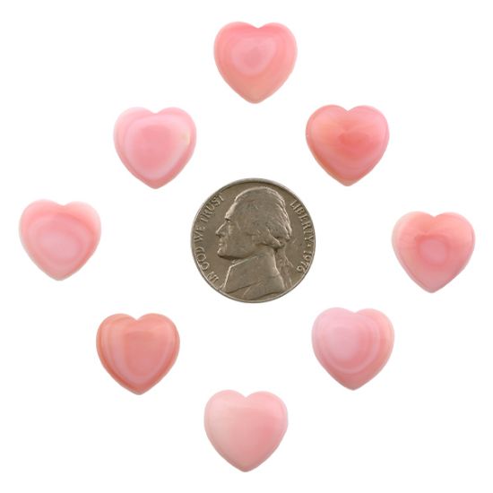Picture of Pink Conch Shell Cabochon. 14mm Heart