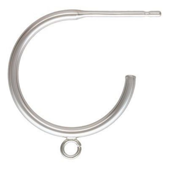 Picture of Sterling Silver Earring Hoop 15mm with post .029" and jumpring .020"