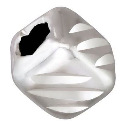 Picture of Sterling Silver Tri-Cut Square 3mm Bead, I.D. 1.4mm, Sold per pkg of 10