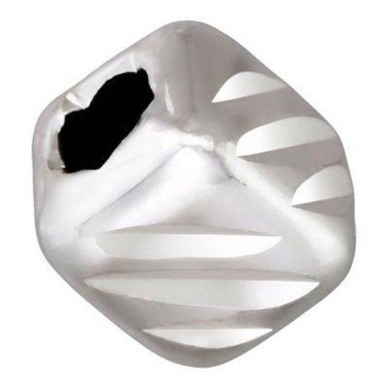 Picture of Sterling Silver Tri-Cut Square 3mm Bead, I.D. 1.4mm, Sold per pkg of 10