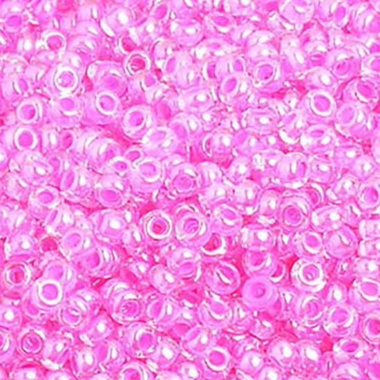 Picture of Size 10 Seed Beads, Rose Color-Lined, Approximately 25 Grams
