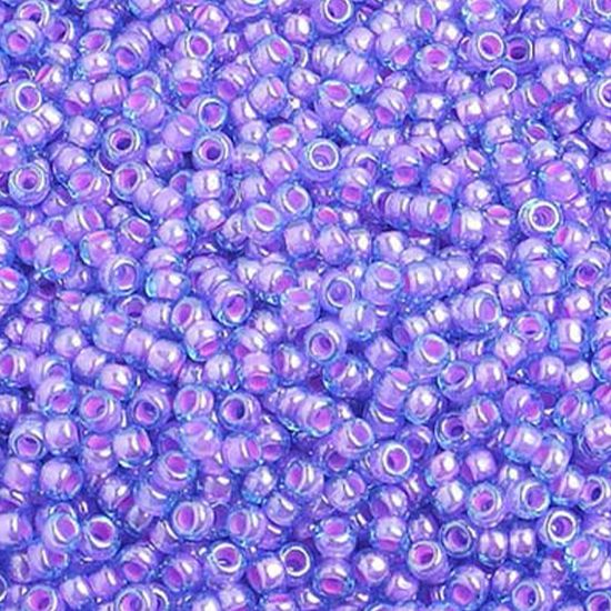 Picture of Size 10 Seed Beads, Fuchsia Transparent Color-Lined, Approximately 25 Grams
