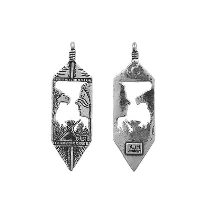 Picture of Sterling Silver Machine Cast Looped Eagle/Brave Pendant 20x62mm
