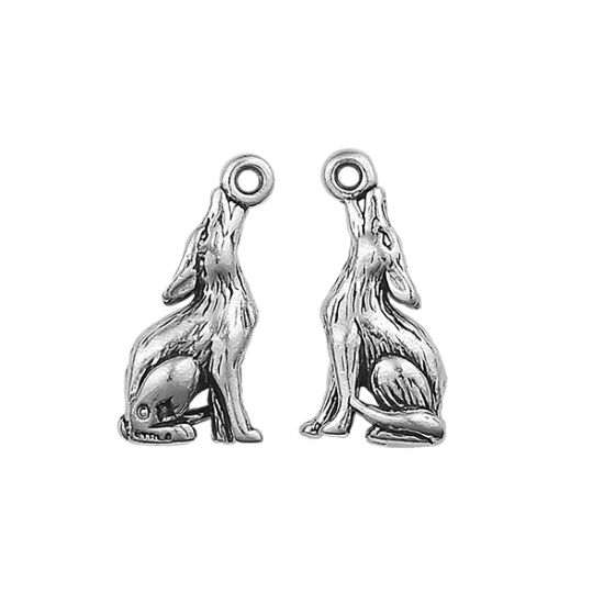 Picture of Sterling Silver 3 Dimensional Howling Coyote Charm 20x10mm
