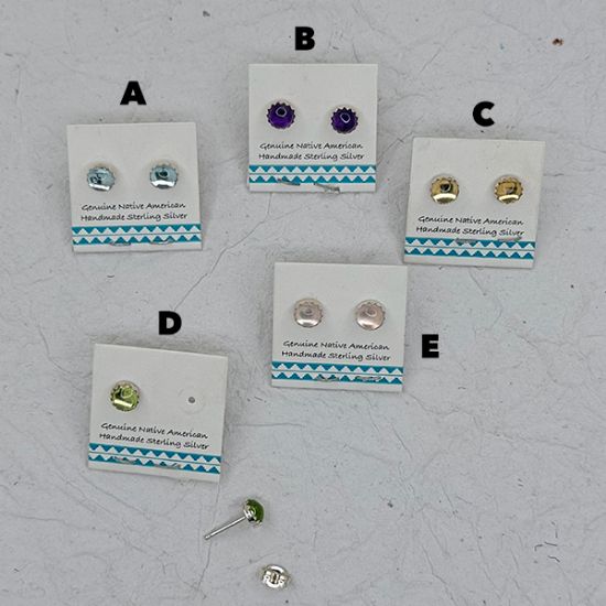 Picture of Assorted Sterling Silver 5mm Stud Earrings, Sold per Pair