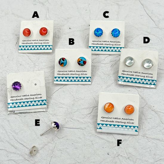 Picture of Assorted Sterling Silver 6mm Stud Earrings, Sold per Pair