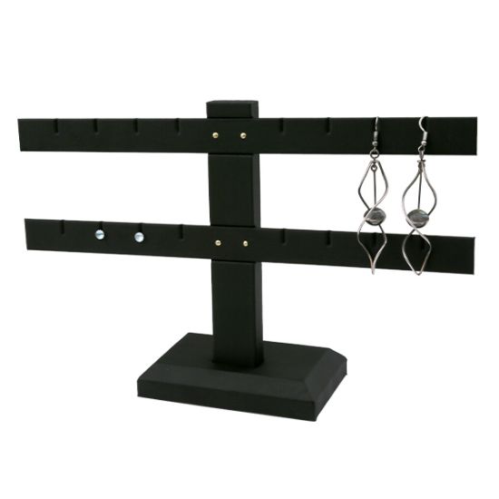 Picture of Black Velvet Leather 2 Bar Earring Display Stand