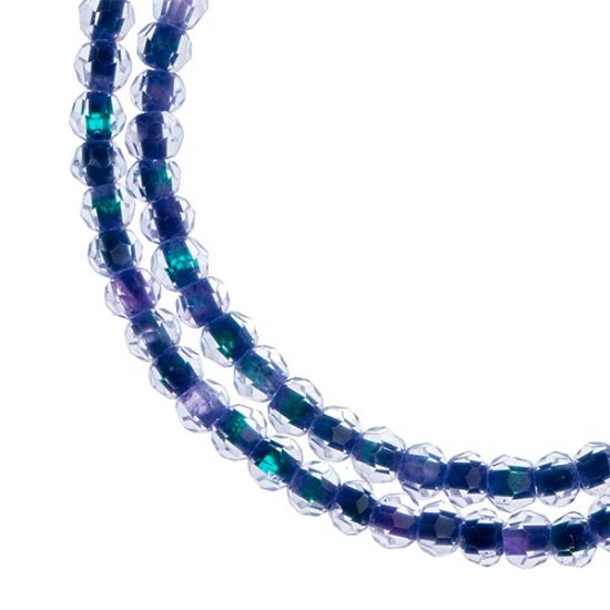 Picture of Crystal Lane Purple & Teal Rondelle, 2 Strand: 4mm - 7" Length