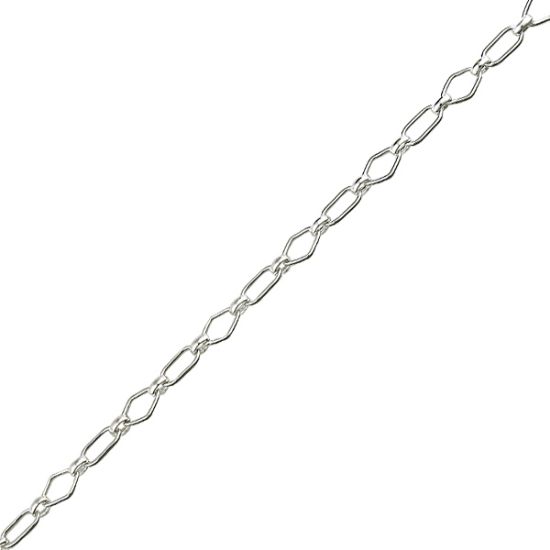 Picture of Sterling Silver Long And Short Diamond/Rectangle Bulk Chain 3.65mm, Sold by the Foot